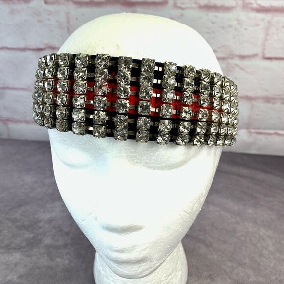 Authentic Gucci Embellished Crystal Red & Blue Sherry Web Headband - Picture 1 of 12